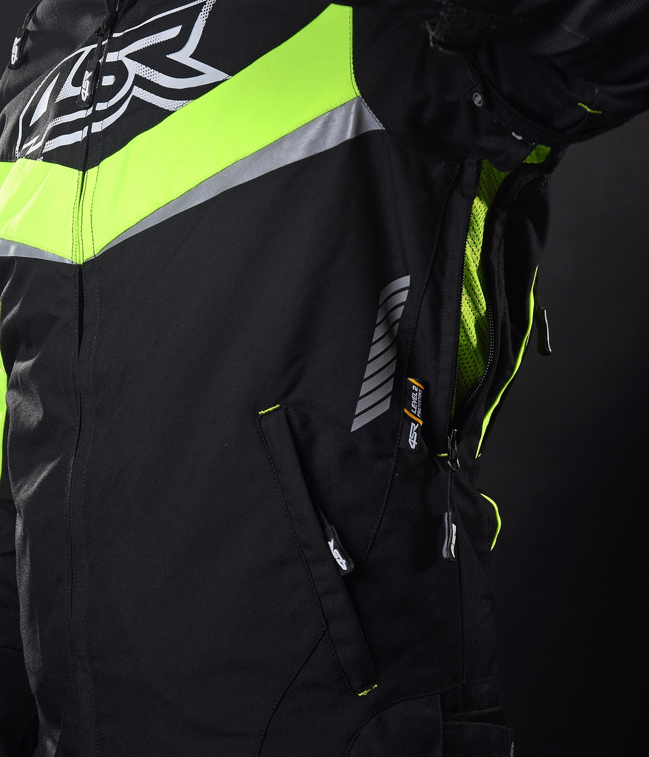 4SR Pánská textilní moto bunda Young Gun Nitro černá šedá fluo