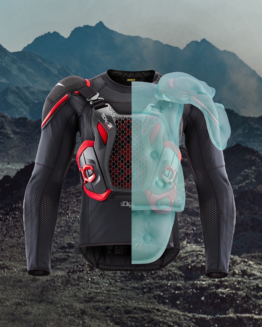 AIRBAGOVÁ VESTA TECH-AIR®OFF-ROAD SYSTEM, ALPINESTARS (ČERNÁ/ČERVENÁ)