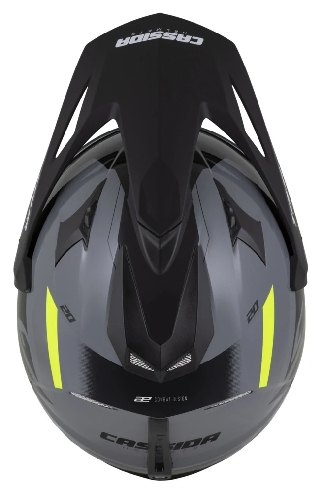 CASSIDA Enduro moto přilba Tour 2.0 X-tra šedá žlutá fluo černá černý matný kšilt, plexi s přípravou pro Pinlock