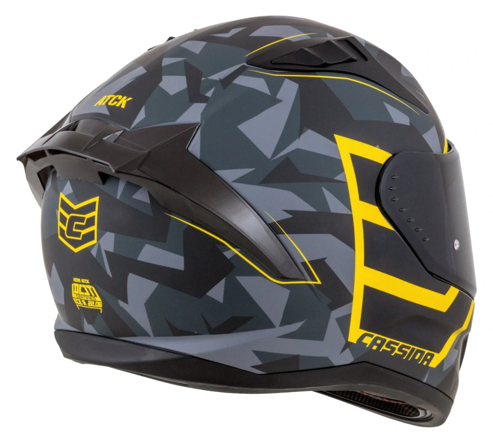 CASSIDA Integrální moto přilba Aero ATCK šedá camo černá žlutá fluo