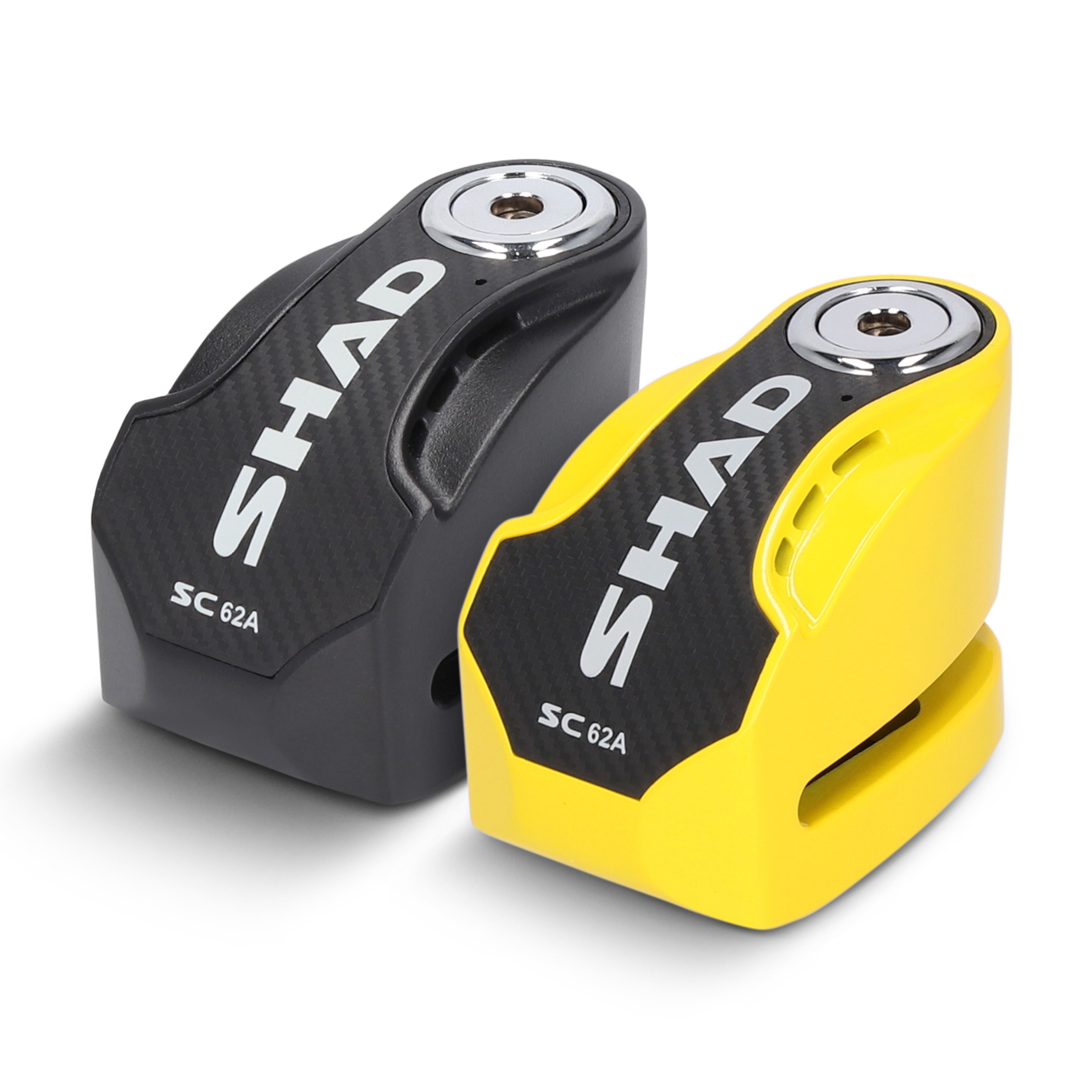 Zámek na kotouč s alarmem SHAD C0S6203A SC62A žlutá pin 10mm