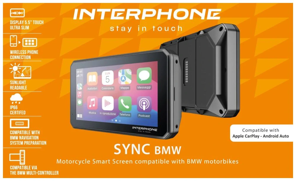 Interphone displej BMW - Apple CarPlay a Android Auto pro motocykly