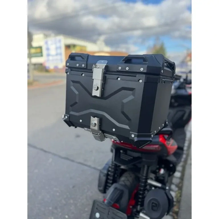 Kufr hliníkový DB TopCase 45L X-design černý + plotna + opěrka + síťka na zavazadla zdarma