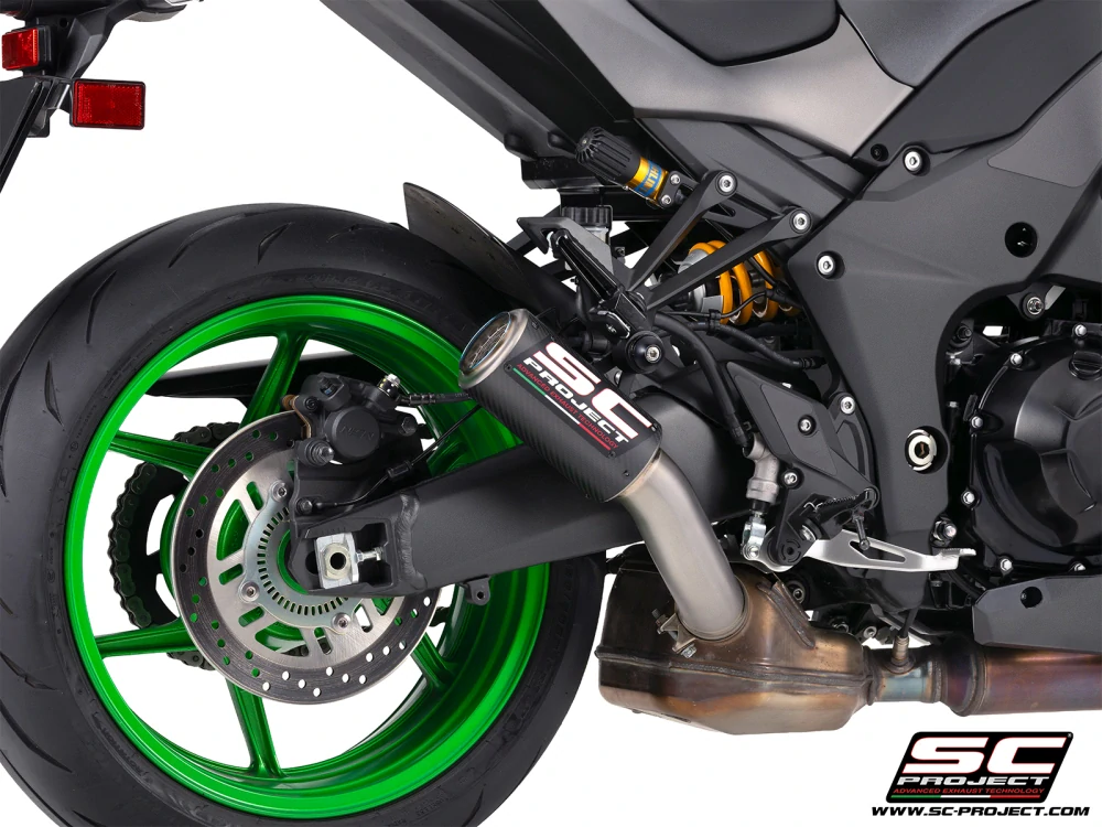 SC-PROJECT Kawasaki Z1100-SE 2026 Výfuk z uhlíkových vláken CR-T s mřížkou proti kamenům