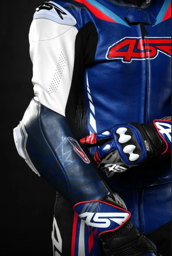 4SR Dvoudílná kožená moto kombinéza RR EVO III P.Blue AR