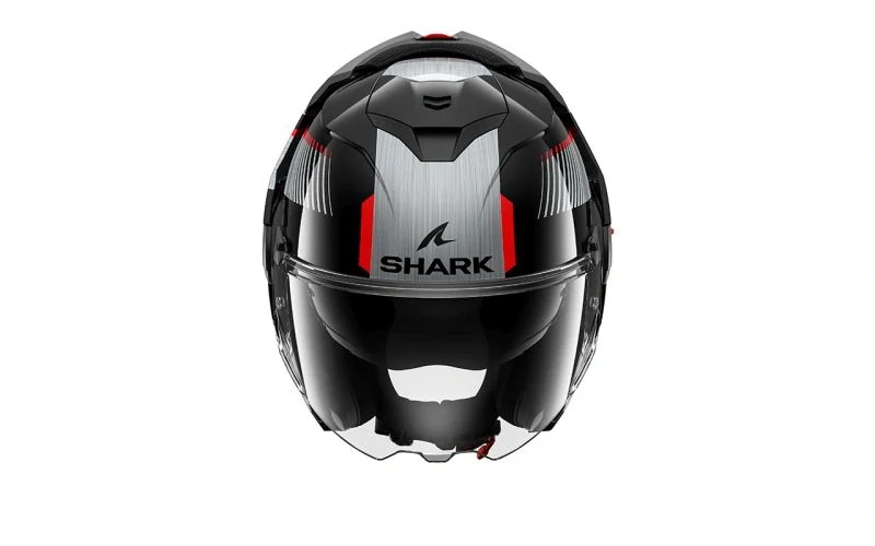 SHARK překlopná helma OXO SIKTER černá/červená/stříbrná
