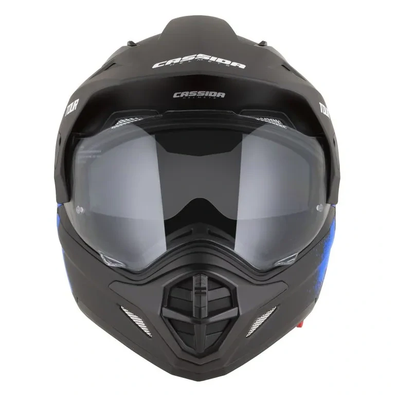 CASSIDA Enduro moto přilba Tour 2.0 CREW (černá matná/modrá) plexi s přípravou pro Pinlock