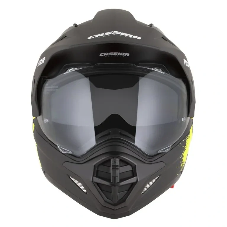 CASSIDA Enduro moto přilba Tour 2.0 CREW (černá matná/žlutá) plexi s přípravou pro Pinlock