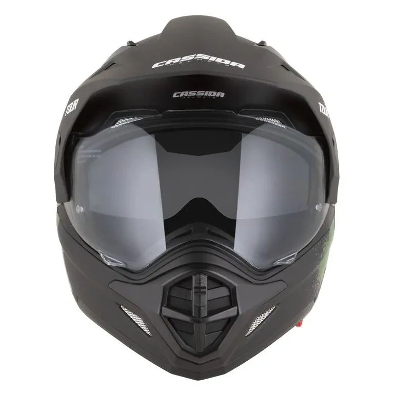 CASSIDA Enduro moto přilba Tour 2.0 CREW (černá matná/zelená) plexi s přípravou pro Pinlock