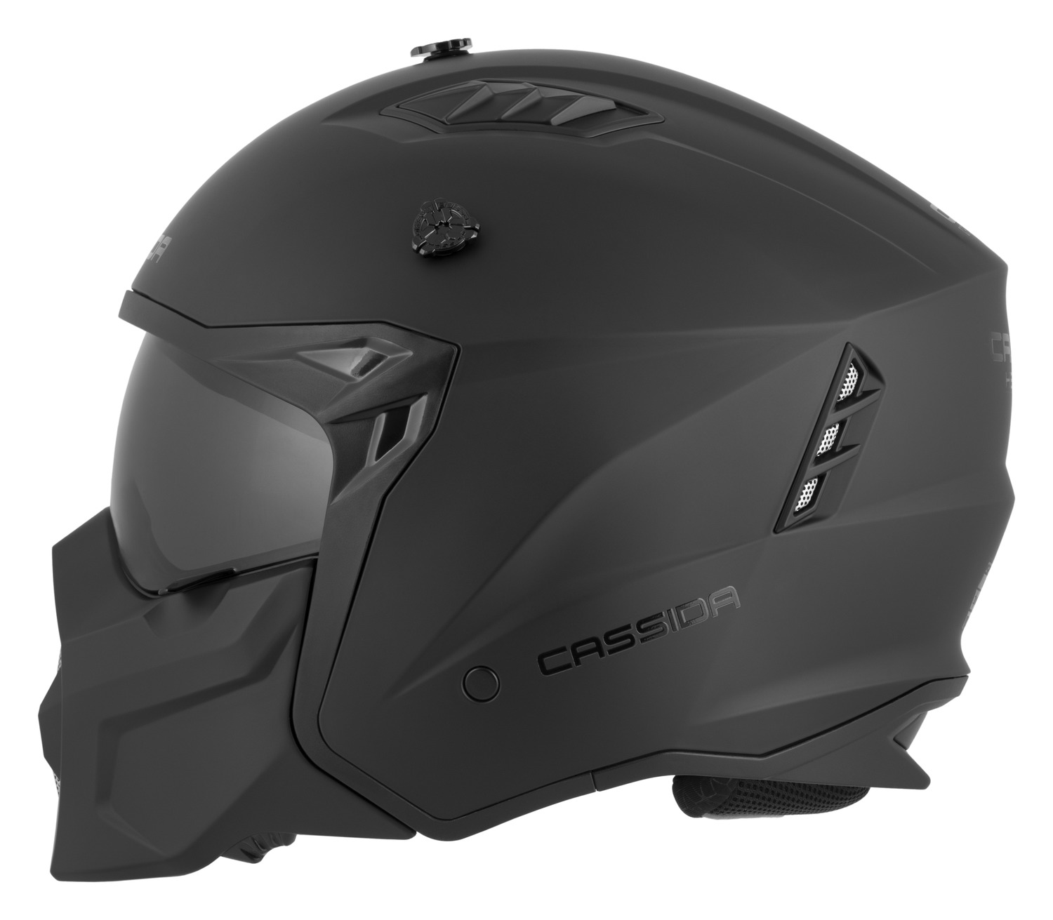 CASSIDA Moto helma CROSS COUNTRY Solid černá matná s odnímatelnou čelistí