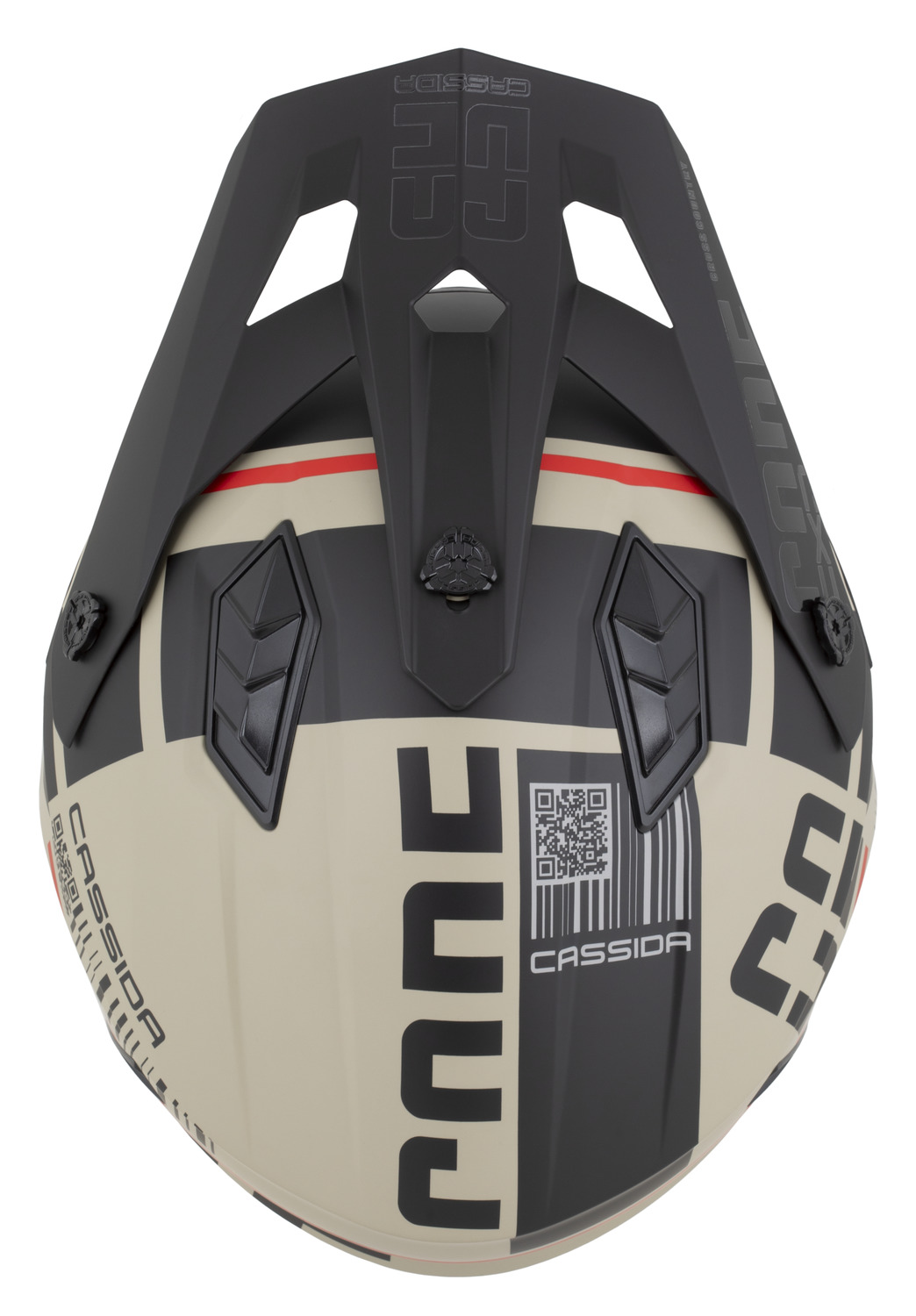 CASSIDA Moto helma CROSS COUNTRY CODE písková matná/černá/červená s odnímatelnou čelistí