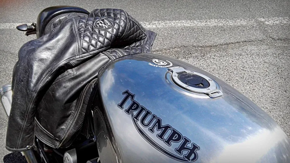 4SR Pánská kožená moto bunda Scrambler Petroleum