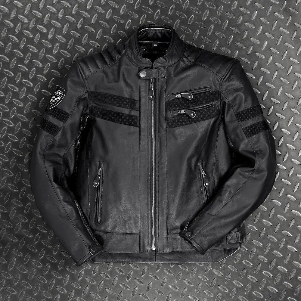 4SR Pánská kožená moto bunda Cool EVO black