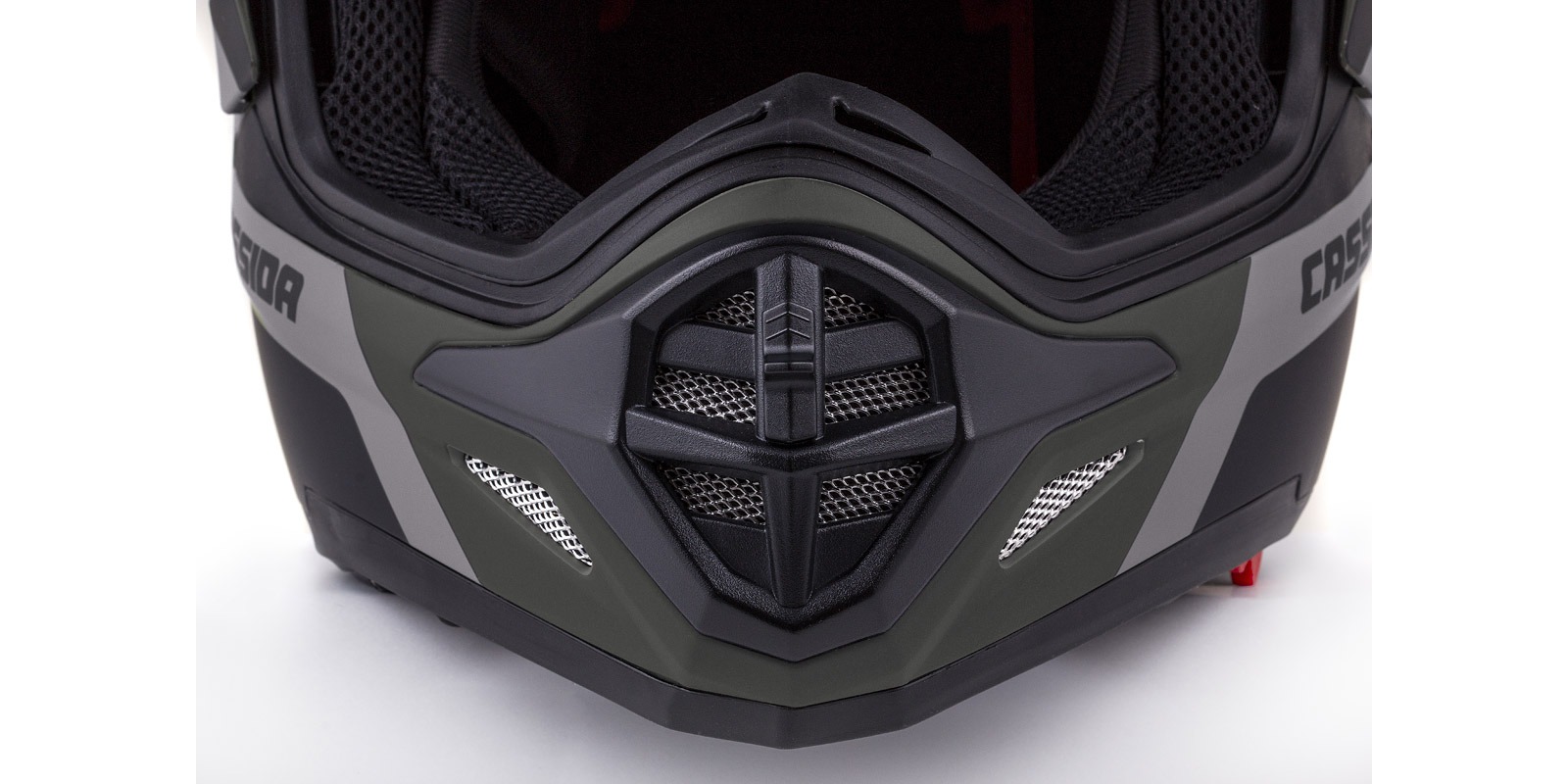 CASSIDA Enduro moto přilba Tour 1.1 Spectre zelená army matná šedá oranžová černá