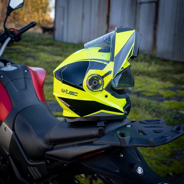 Přilba výklopná W-TEC Banelmeda - šedo-černo-fluo žlutá 