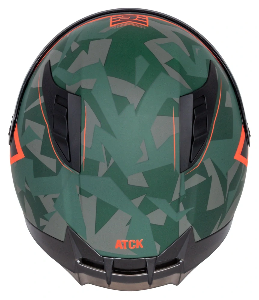 CASSIDA Integrální moto přilba Aero ATCK zelená camo černá šedá oranžová