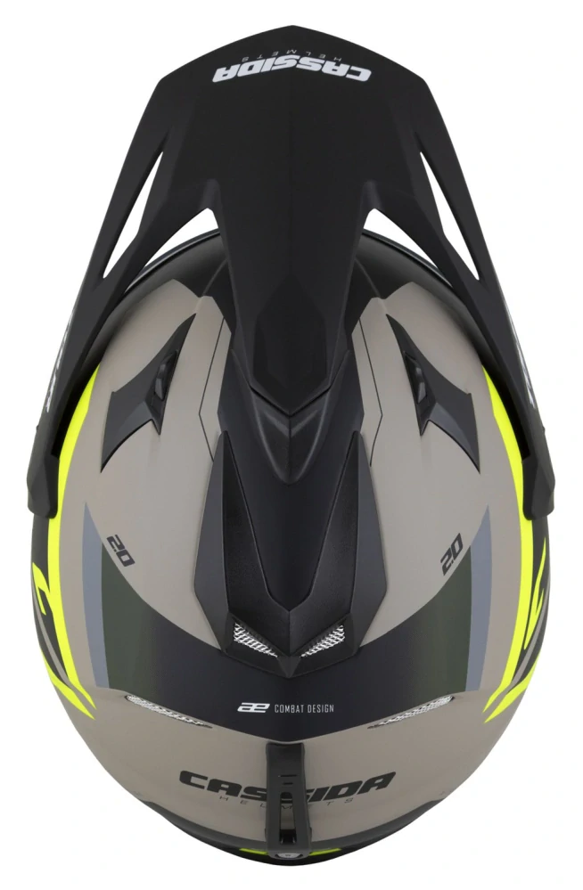 CASSIDA Enduro moto přilba Tour 2.0 X-tra  písková matná žlutá fluo zelená černá, plexi s přípravou pro Pinlock