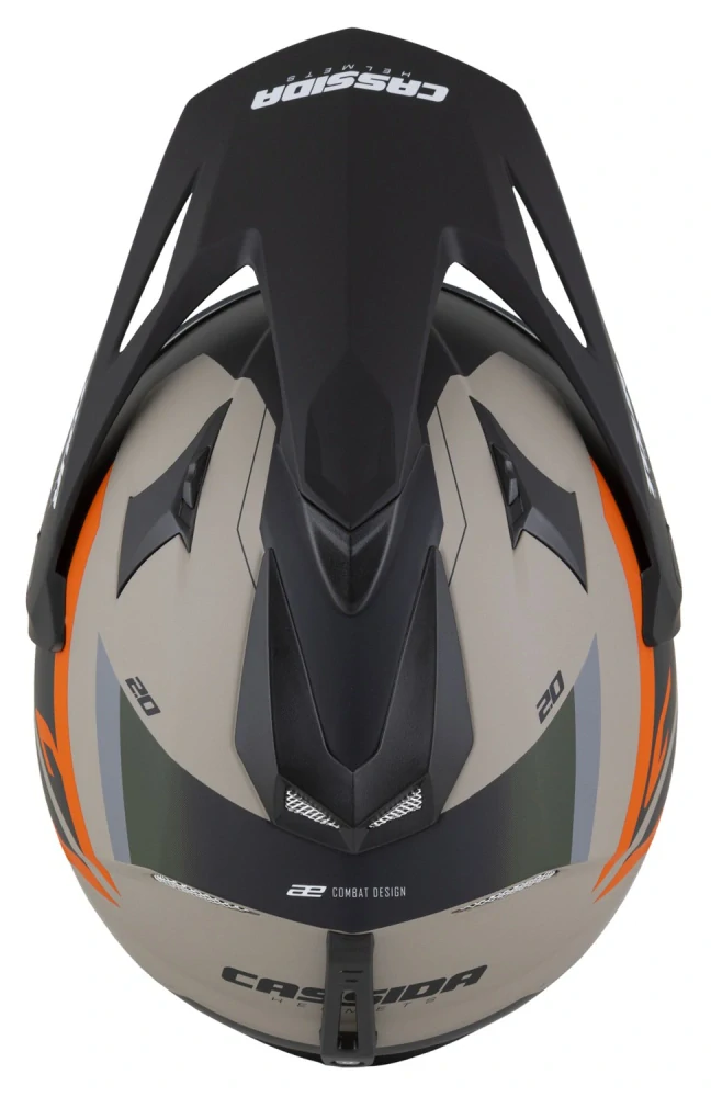 CASSIDA Enduro moto přilba Tour 2.0 X-tra písková matná oranžová zelená černá plexi s přípravou pro Pinlock