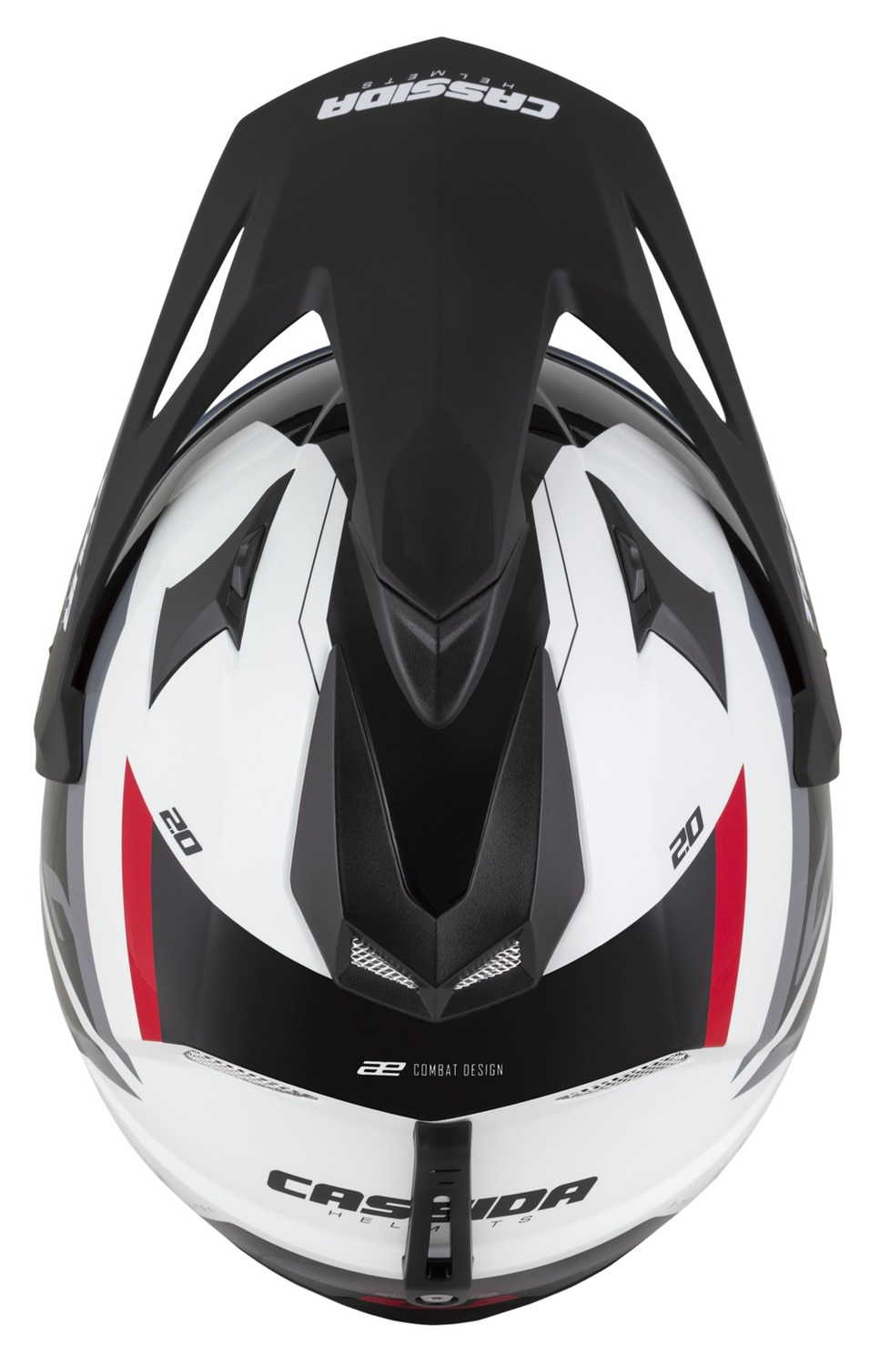CASSIDA Enduro moto přilba Tour 2.0 X-tra bílá červená černá černý matný kšilt