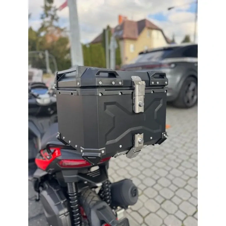 Kufr hliníkový DB TopCase 45L X-design černý + plotna + opěrka + síťka na zavazadla zdarma