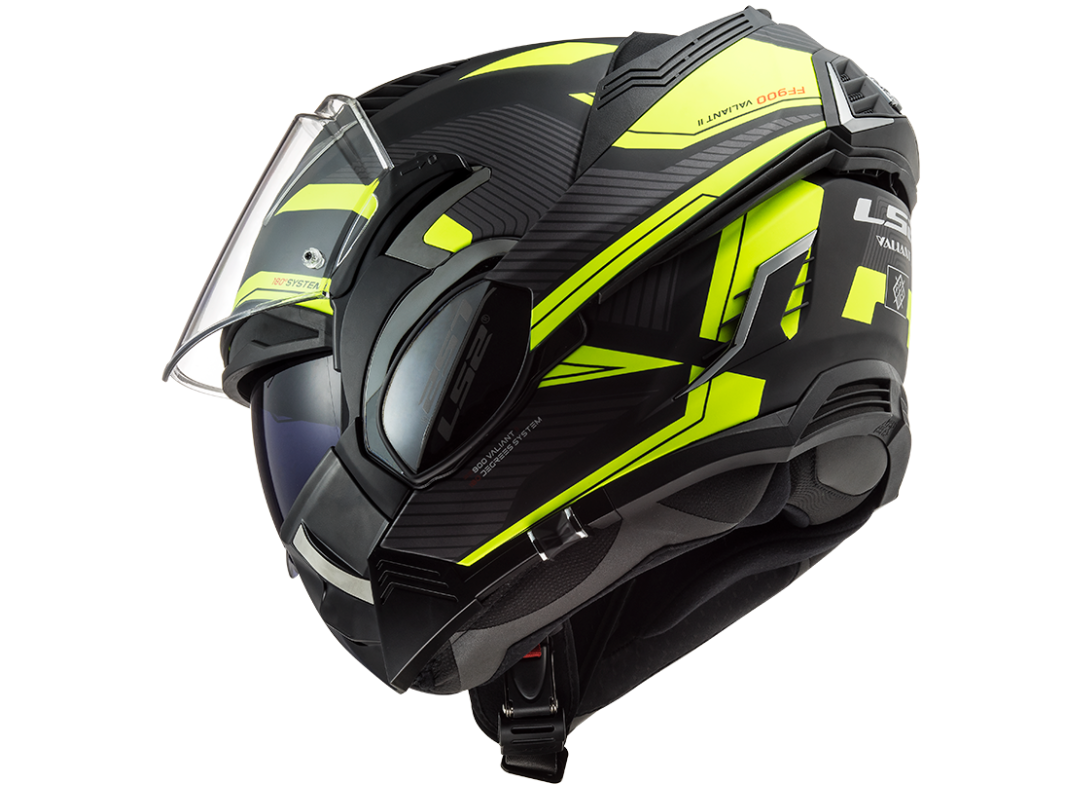 LS2 Překlopná moto přilba FF900 VALIANT II REVO MATT BLACK H-V YELLOW