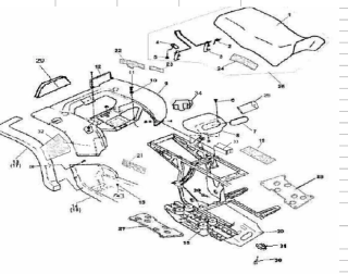 Linhai zadní plast REAR FENDERS - ČERVENÝ 20309RE