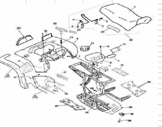 Linhai zadní plast REAR FENDERS - ŽLUTÝ 20309YW