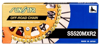 řetěz 520MXR2, SUNSTAR (bezkroužek, barva zlatá, 116 článků)