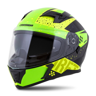 CASSIDA Integrální moto přilba DRFT 3.0 ŽLUTÁ PERLEŤ ZELENÁ PLEXI S PŘÍPRAVOU PRO PINLOCK