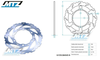 MTZ Kotouč brzdový nerezový - zubatý desing Wave - Kawasaki KX85 / 01-20+KX100 / 01-18