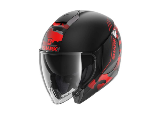 Přilba otevřená SHARK CITYCRUISER GENOM barva antracit/černá/červená/matná 