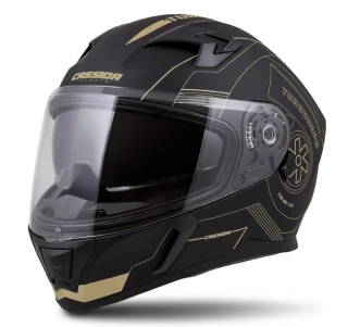 CASSIDA Integrální moto přilba  3.0 TURBOHEAD černá zlatá
