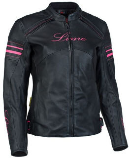 MBW Dámská kožená moto bunda PINKY černá růžová