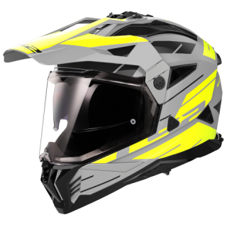 LS2 Enduro moto přilba MX702 Pioneer II NAMIB M.GREY H-V YELLOW