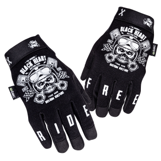 Moto rukavice W-TEC Black Heard piston skull - černá