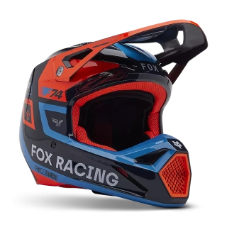 Přilba FOX motokrosová V1 Race Spec Helmet černá/fluo oranžová, světle modrá