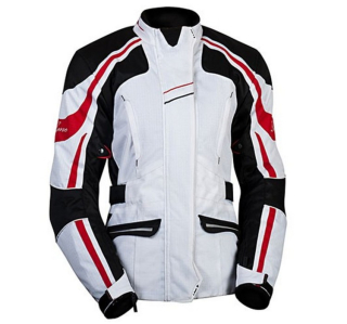 MBW Dámská textilní moto bunda NIKITA bílo červená