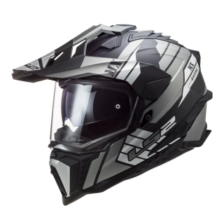 LS2 Enduro moto přilba MX701 Explorer Atlantis černo šedo bílá