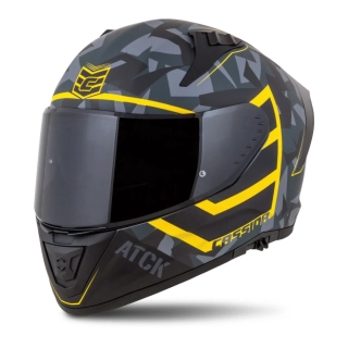 CASSIDA Integrální moto přilba Aero ATCK šedá camo černá žlutá fluo