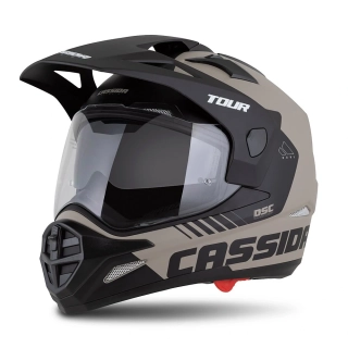CASSIDA Enduro moto přilba Tour 2.0 Dual písková matná černá, plexi s přípravou pro Pinlock