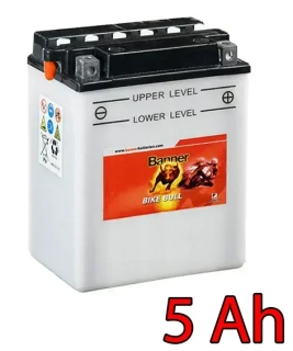 MOTOBATERIE 12V, YB5L-B, 5AH, 65A, BANNER BIKE BULL 120X60X130
