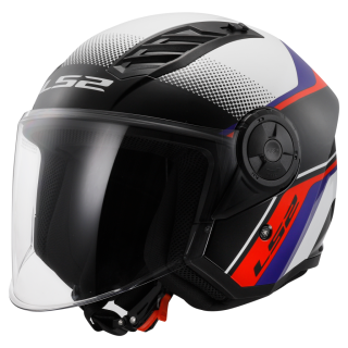 LS2 Otevřená moto přilba OF616 AIRFLOW II RUSH WHITE BLUE RED