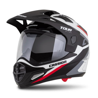 CASSIDA Enduro moto přilba Tour 2.0 X-tra bílá červená černá černý matný kšilt