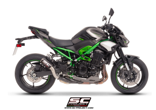 SC-PROJECT KAWASAKI Z900 2025- Karbonový výfuk CR-T s mřížkou Stoneguard homologovaný 