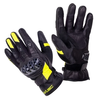 W-TEC Pánské kožené moto rukavice Kudavo - černá-fluo