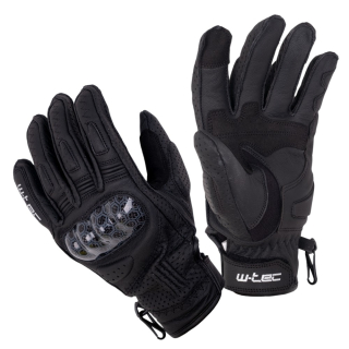 W-TEC Pánské kožené moto rukavice Binaluck - černá