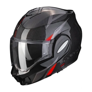 SCORPION Překlopná moto přilba EXO-TECH EVO CARBON TOP černo/červená
