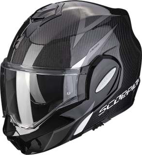 SCORPION Překlopná moto přilba EXO-TECH CARBON TOP černo/bílá