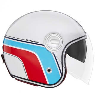 NOX Otevřená přilba HERITAGE PREMIUM bílá modrá červená