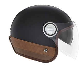 NOX Otevřená přilba HERITAGE PREMIUM černá hnědá kůže